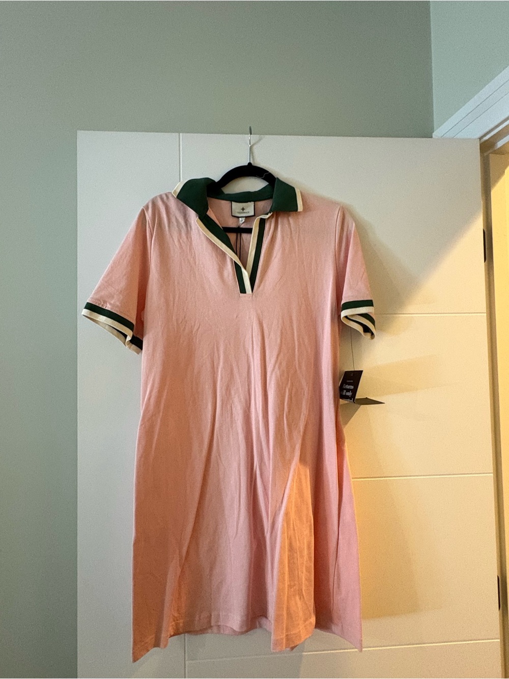 Tuckernuck Pink Polo Mini Dress with Green Trim